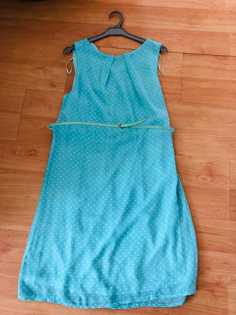 Bodkované tyrkysové šaty s opaskom, pepco,34