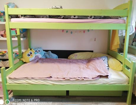 Poschodová posteľ s rozšíreným spodkom a matracmi, šírka (cm): 120,dĺžka (cm): 200
