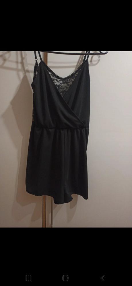 Čierny overal s čipkou, h&m,s