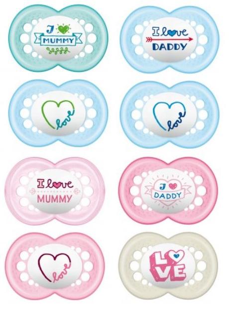 Mam cumlík silikónový original (i love) 2 ks, 6m+, mam
