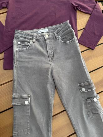 Vojenské džinsy zara sivé, zara,152