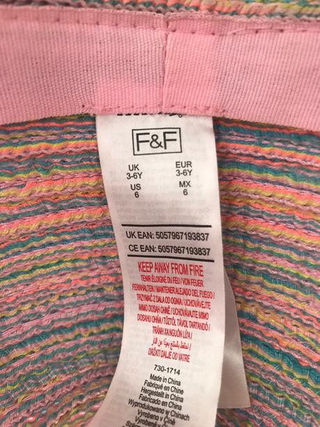 Nádherný letný klobuk 3-6 rokov, f&f,110