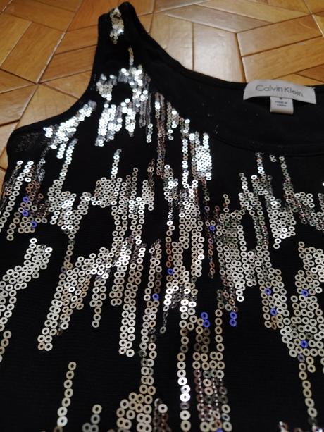 Slávnostný top s flitrami., calvin klein,s