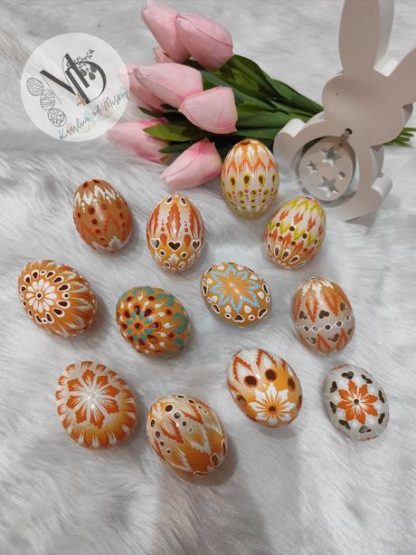 Kraslice madeirové zdobené voskom, 