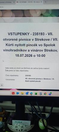 Vínna cesta strekov 18.7.2026 - predaj listkov, 