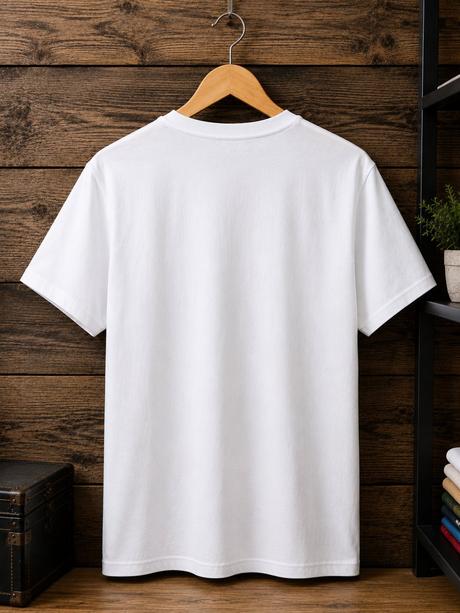 Pánske biele tričko s vintage potlačou, l / m / s / xs