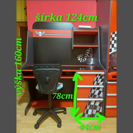 Detská posteľ + skriňa + písací stôl, šírka (cm): 130