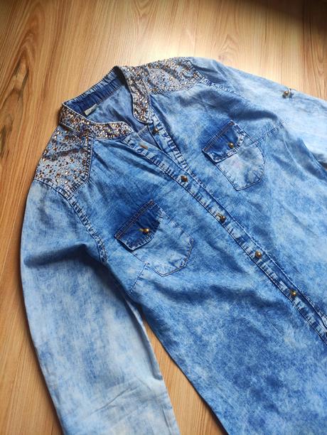 Riflová košeľa s kamienkami, s