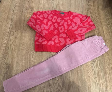 3x h&m menžestrové nohavice, h&m,128