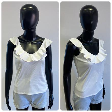 Dámske rebrované tričko s volánom, s