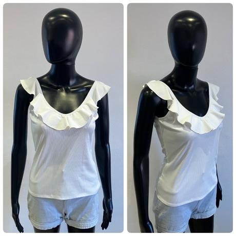 Dámske rebrované tričko s volánom, s