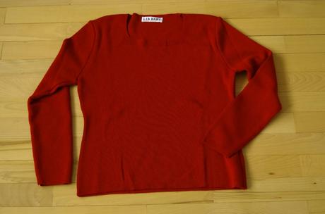 Červený svetrík s merino, m