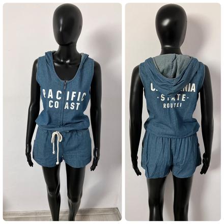 Rifľový letný overal s nápisom a kapucňou (34), gate,xs