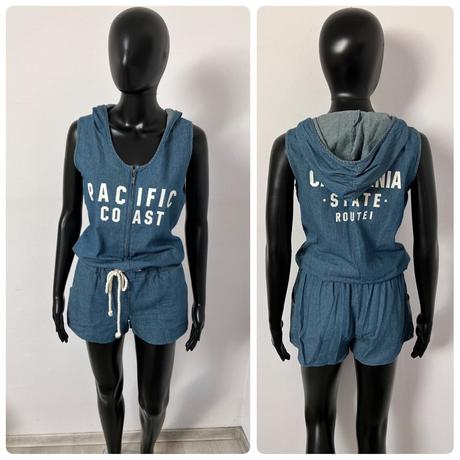 Rifľový letný overal s nápisom a kapucňou (34), gate,xs