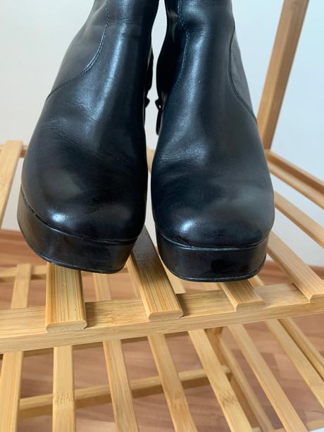 Vysoké kožené čižmy eva minge na platforme, 36