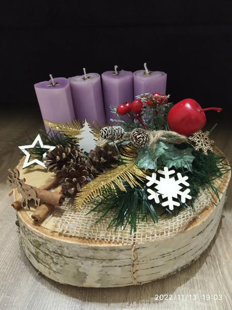 Adventna dekorácia na stôl 4xsviečky, 