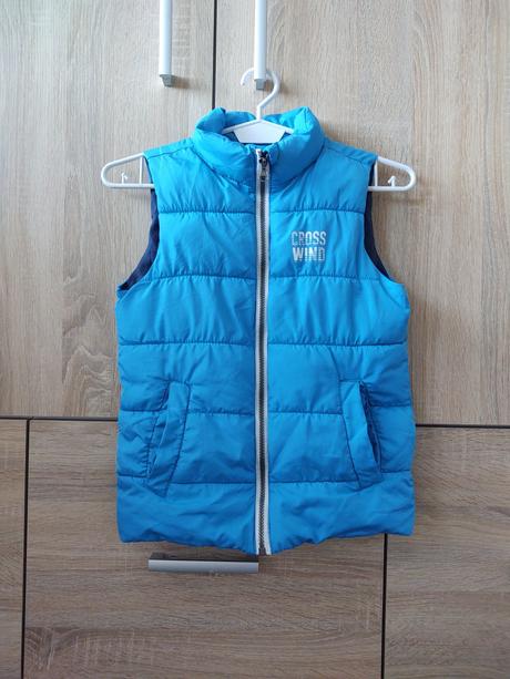 Detská tyrkysová zateplená vesta 128, 128