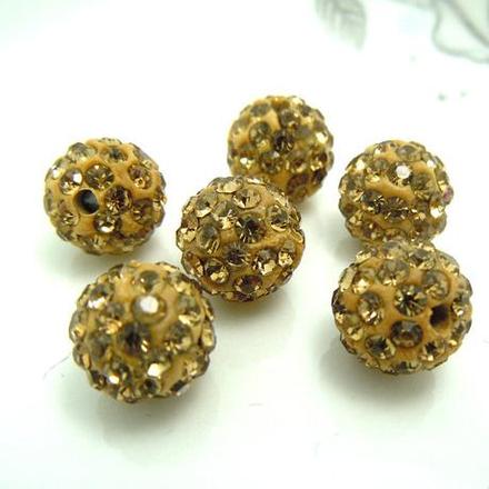 Shamballa korálky 10 mm - zlatohnedé , 