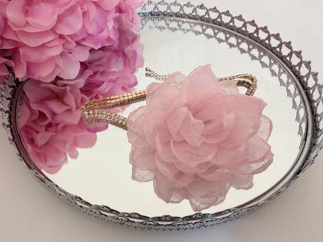 Romantický choker náhrdelník s ružovým kvetom, 