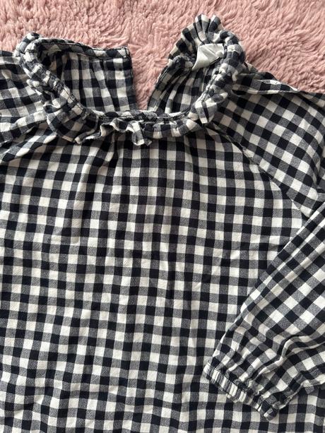 Kockované šaty h&m s balonovymi rukávmi, h&m,110