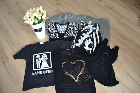 Balík čierno bielych tričiek 5ks/9e, veľkosť s, s