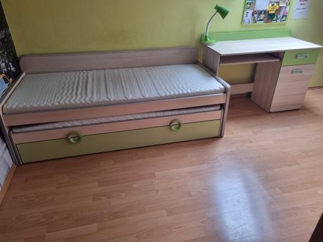 Detská výsuvná posteľ s odkladacím priestorom 3v1, šírka (cm): 80,dĺžka (cm): 190