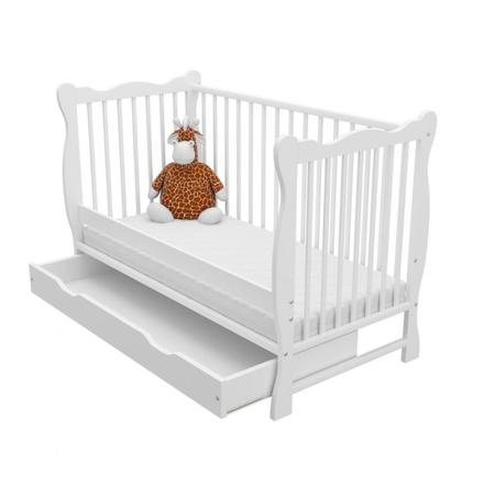 Detská postielka 2v1 biela+ zásuvka, šírka (cm): 60,dĺžka (cm): 120