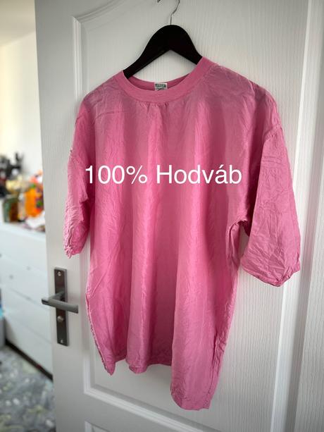 Ružové hodvábne tričko, xl