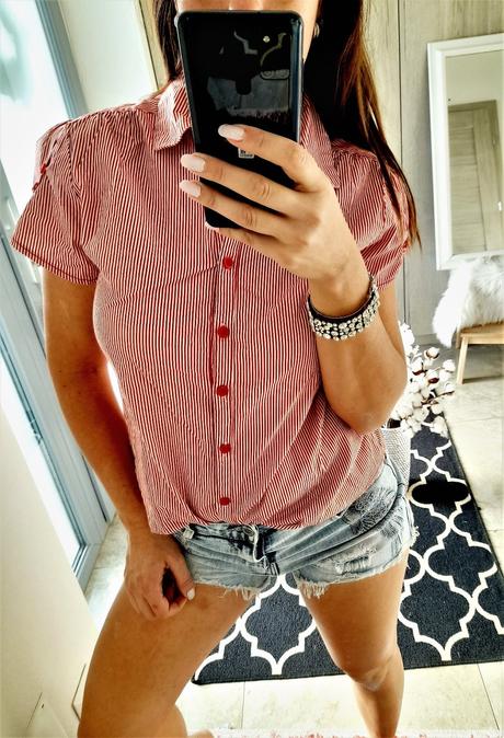 Pásikavá dámska košeľa-m/l, m