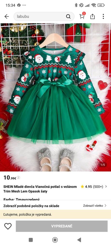 Vianočné šaty pre dievčatká, 98