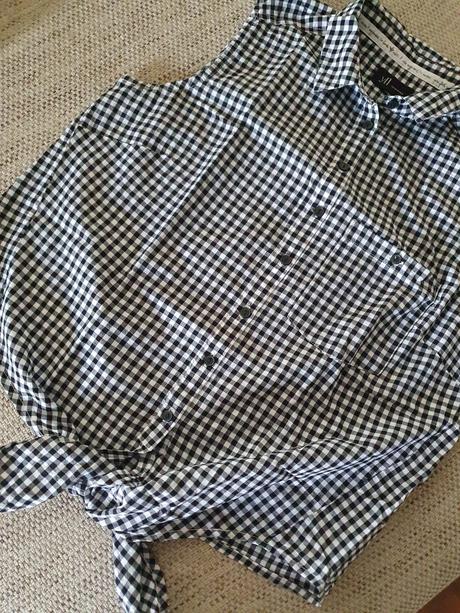 Kockovaná letná košeľa na uväzovanie veľ. 38, h&m,38