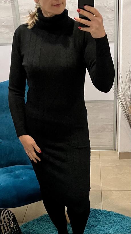 Dámske úpletové midi šaty s/m čierne, m / s