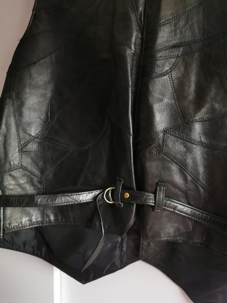 Pánska kožená motorkárska vesta, l