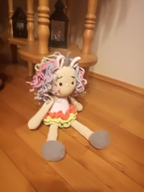 Hačkovaná bábika jednorožec, 