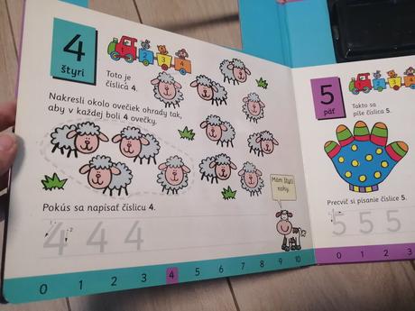 Kniha číslice písanka s farbičkami,