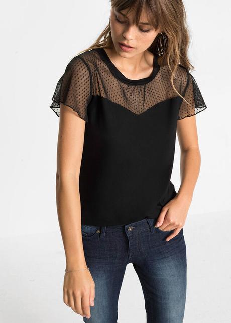 Čierny top  / blúzka, bonprix,46