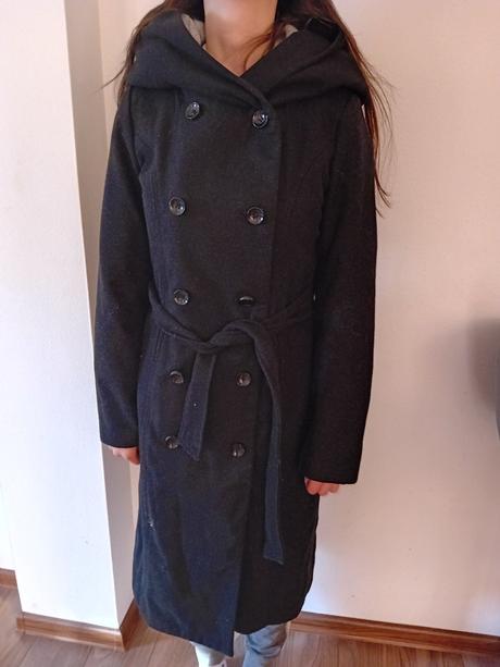 Čierny prechodný kabát 36, s