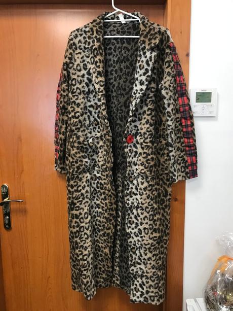 Nepodšitý kabát s leopardím vzorom, m/l, m
