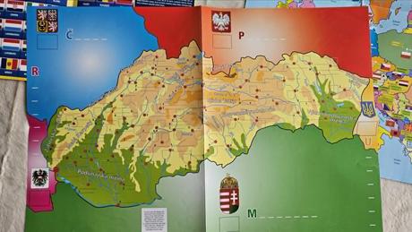 Mapy slovenska a europy + nalepky, 6 ks,