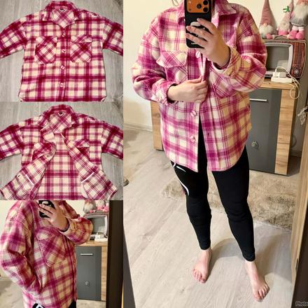 Stylova flisova karovana damska bunda-kosela, l