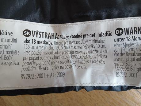 Zábrana na posteľ - odklápacia mriežka na posteľ, šírka (cm): 40,dĺžka (cm): 100