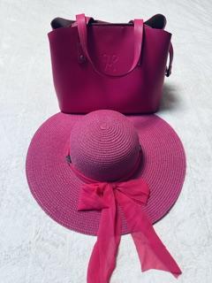Ružová kožená kabelka zn. magenta + darček klobúk,