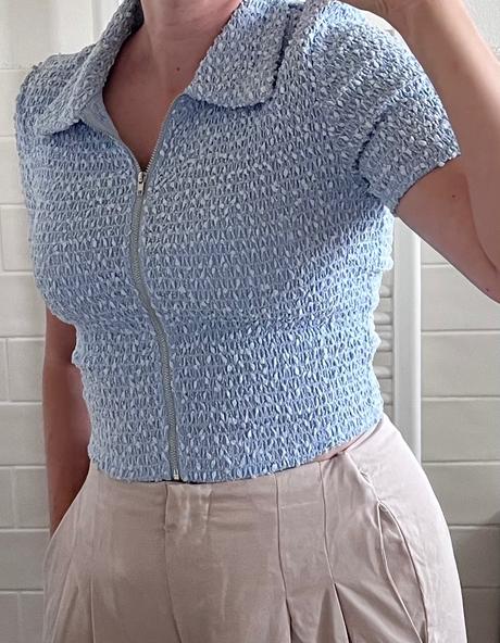 Bledomodré tričko na zips, fb sister, s/36, amisu,s