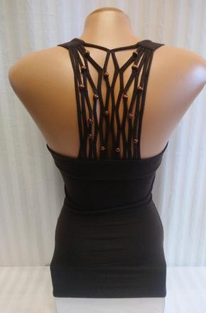 Dámsky elastický hnedý top s krúžkami, jane, xs, xs