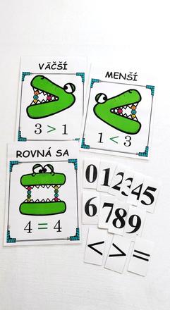 Väčší, menší, rovná sa - matematická pomôcka,