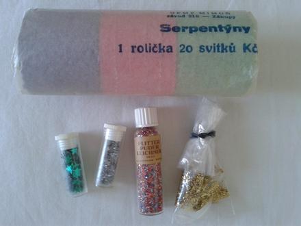 Retro ozdoby - serpentíny a trblietky, 