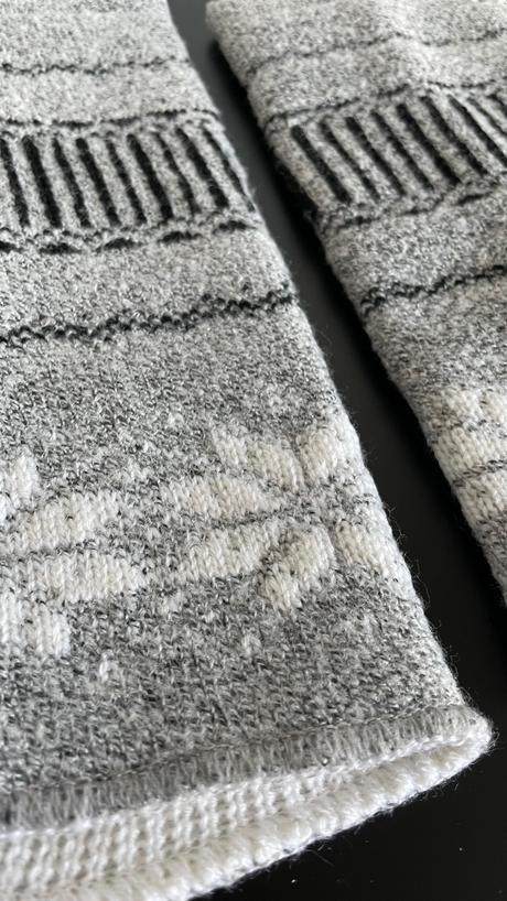 Sivé bezprstové návleky na ruky s nórskym vzorom, s