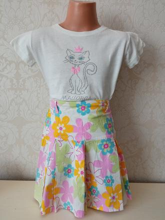 Dievčenská sukňa kvetovaná skladaná (98-104), 98