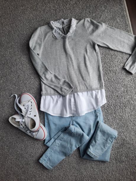 Sivy svetrik, h&m,134