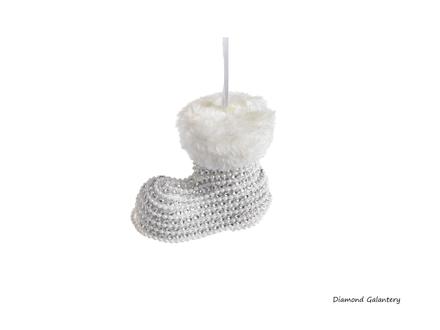 Korčuľa závesná - bielo strieborná,